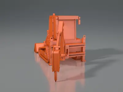 3d model of JCB-1CXT mini tractor with hydraulic hammer 3D print model