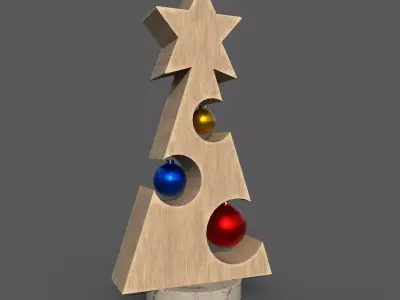 Christmas tree decor with balls Low-poly 3D model