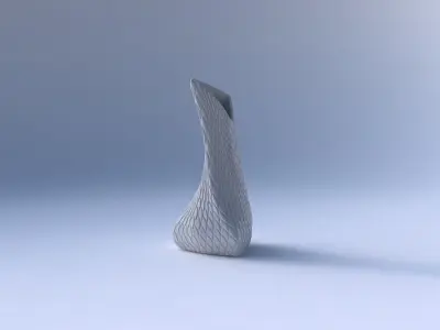 Vase twist puffy tappered triangle with diagonal grid bulges 3D print model