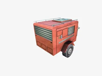 low poly fire truck trailer Low-poly 3D model