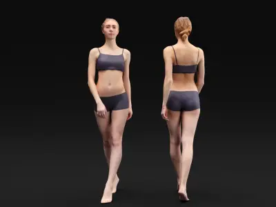 Scanned pretty female walking 15 Low-poly 3D model