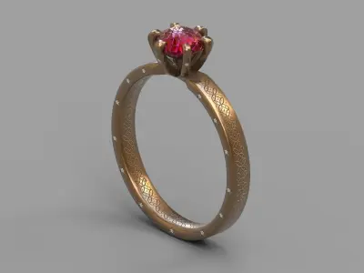 Ring 3d Model with ruby stone no Low-poly 3D model