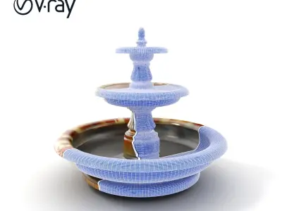 Ornate Stone Fountain Model Pack Low-poly 3D model