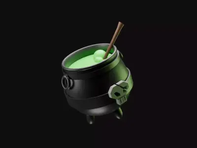 Witch Cauldron Low-poly 3D model