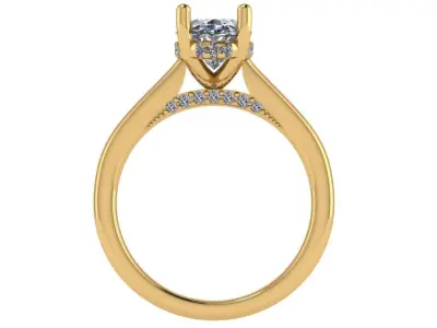 Oval shape halo ring with stones underneath 3D print model