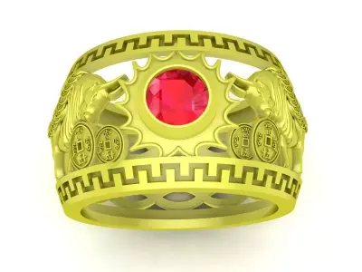 Luxury Greek Coin Eagle Ring for Men 3D Model 4002 3D print model