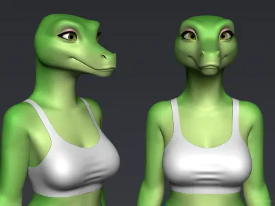Furry Scalie Lizard Girl 3D model