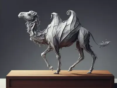 Leaf Camel Sculpture Organic Animal Form Textured Foliage 3D Low-poly 3D model