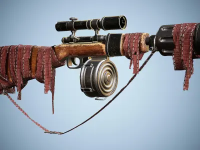 Stylized Rifle 4k PBR   Low-poly 3D model