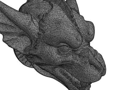 Detailed Fantasy Dragon Head Sculpture Low-poly 3D model