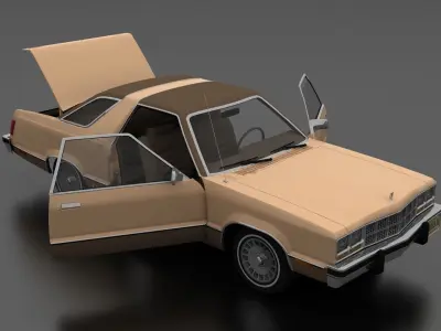 Fairmont Futura 1978 and 5 Exterior Custom Parts Low-poly 3D model