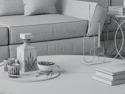 Black interior 3d scene 3D model