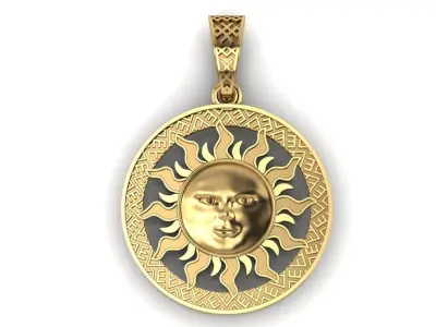 Sun face pendant Sun with a face  3D print model