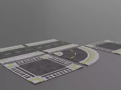 City Roads Type 2 Low-poly 3D model