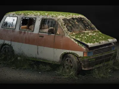Procedural Vehicles - Van UE4 UE5 Low-poly 3D model