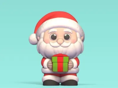 Santa Claus with Present 3D print model