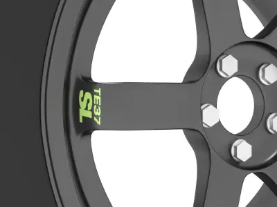 Volk Racing TE37 Rims - with Low profile tires 3D model