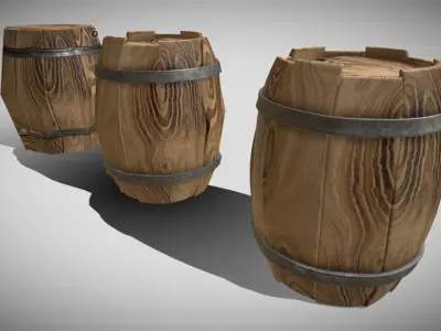Wooden barrel Free low-poly 3D model