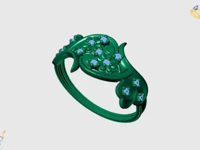 Women Ring Diamond Stone STL 3DM Lightweight Printable 3D print model 80