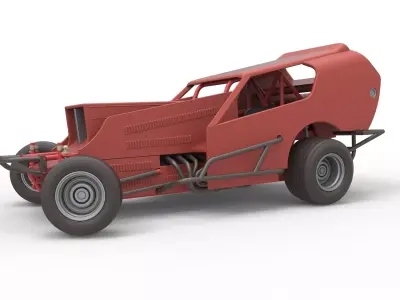 Vintage Dirt Modified stock car V4 while turning Scale 1 to 25 3D print model