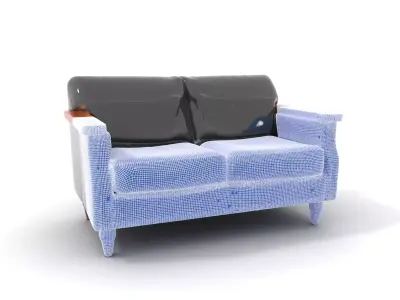 Elegant Black Leather Sofa model pack Low-poly 3D model