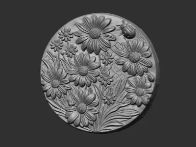 flowerwalldecor roundframe 3D print model