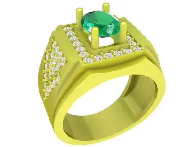 Luxury Rectangle Stone Ring for Men 3D Model 4115 3D print model
