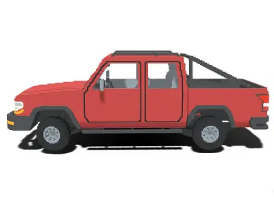 Voxel Pickup Double Cab Low-poly 3D model