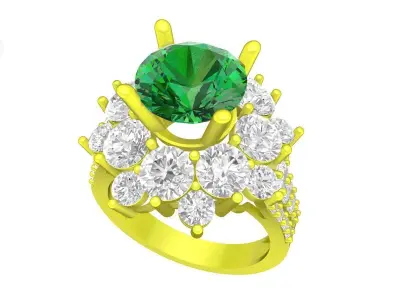 A7441 Luxury Asian Diamond Engagement Ring 3D Model 3D print model