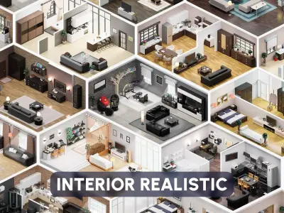 Interior Realistic Low-poly 3D model