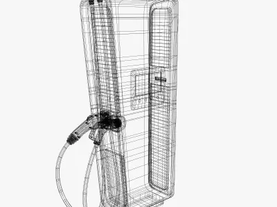 Electric vehicle charging station 3D model Rigged