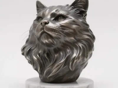 Cat head sculpture 3D print model