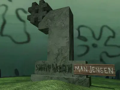 Smitty Werben Manjensen Tombstone from Spongebob Free low-poly 3D model