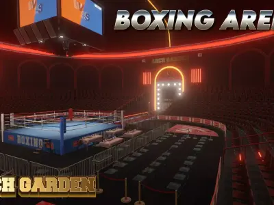 Low Poly Boxing Arena Arch Garden Low-poly 3D model