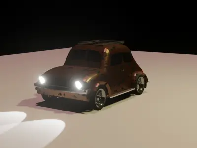 low poly car old rusty Low-poly 3D model