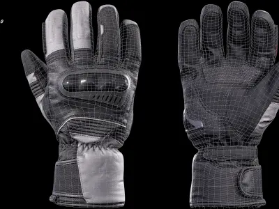 Motor Gloves 006 Low-poly 3D model