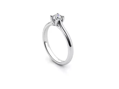 ZDR075 solitaire diamond engagement ring gold 3D print model