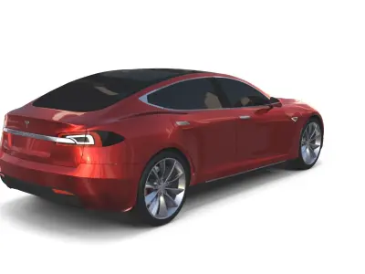 Tesla Model S 2016 Red with Chassis 3D model