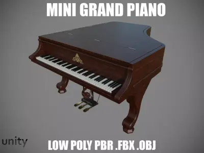 Piano Low Poly victorian grand Low-poly 3D model