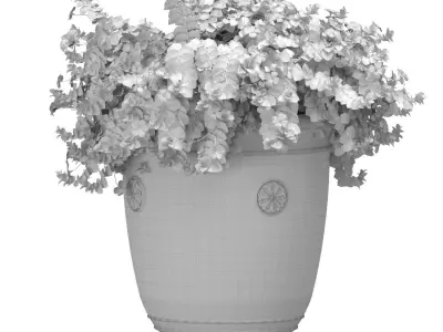 A flower bed in a classic vase pot flowerpot for decoration 3D model