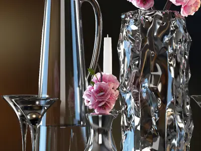 Decorative vase set 3D model