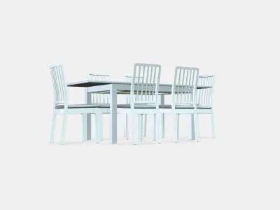LANEBERG - EKEDALEN Table and 6 chairs Low-poly 3D model