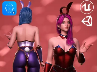Bunny-Cute Fighting Shooter Anime Cartoon Girl StylizedCharacter Low-poly 3D model