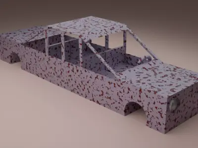 Car Wreckage Rusted Body Colour Faded 3D model