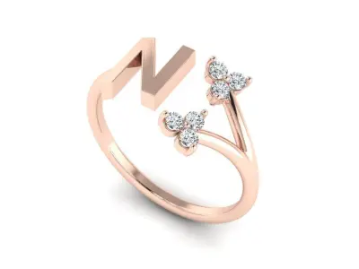 Jewelry Alphabet Ring N with Diamonds  3D print model