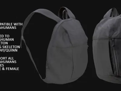 Backpack 50 - All MH Bodies - UE5 Skeletons - Rigged Low-poly 3D model