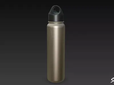 Stainless Steel Water Bottle Low-poly 3D model