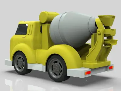 Cement Mixer truck Cartoon Vehicle Low-poly 3D model