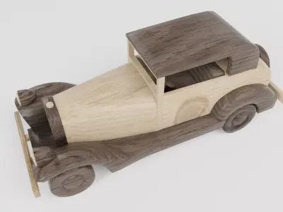 Wooden Toy Car Wooden Toy Truck Low-poly 3D model