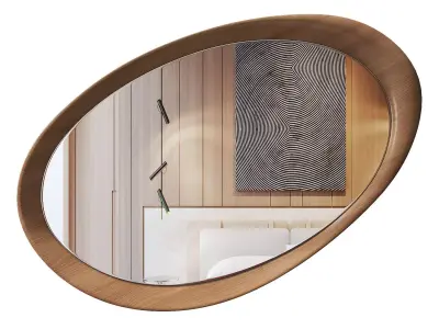Asymmetrical Wooden Frame Mirror Low-poly 3D model